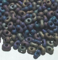 25 grams of 3x7mm Matte Metallic Blue AB Farfalle Seed Beads